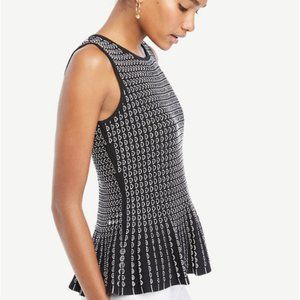 Ann Taylor Embroidered Sleeveless Peplum Shirt